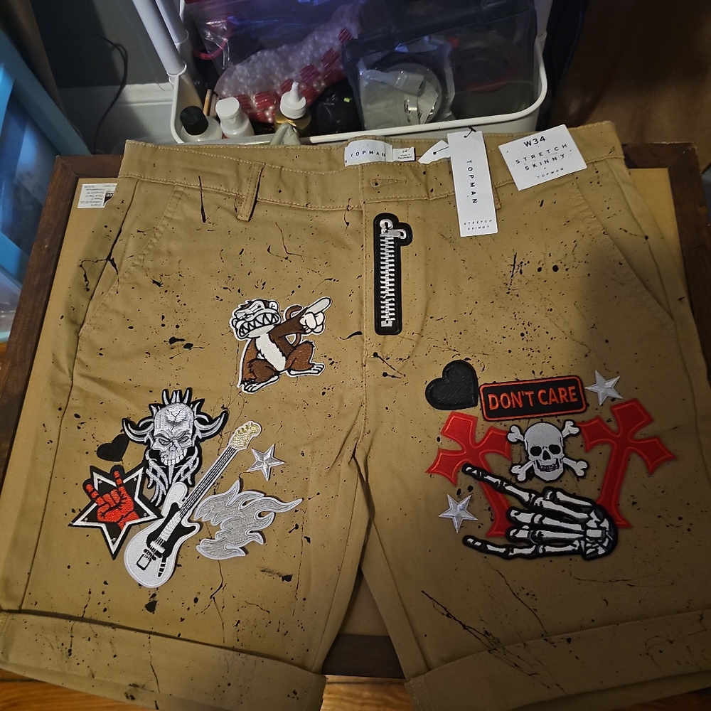 Topman Tan Graphic Shorts